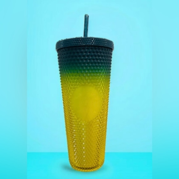 Starbucks Ombre Lemongrass Hombre Yellow Blue Studded Tumbler Cup 24oz 2023 NWT - Picture 7 of 11